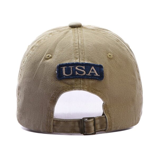 USA Flag Baseball Cap Navy Yellow Adjustable Dad Hat Patriotic Embroidered -Gift - Picture 4 of 7